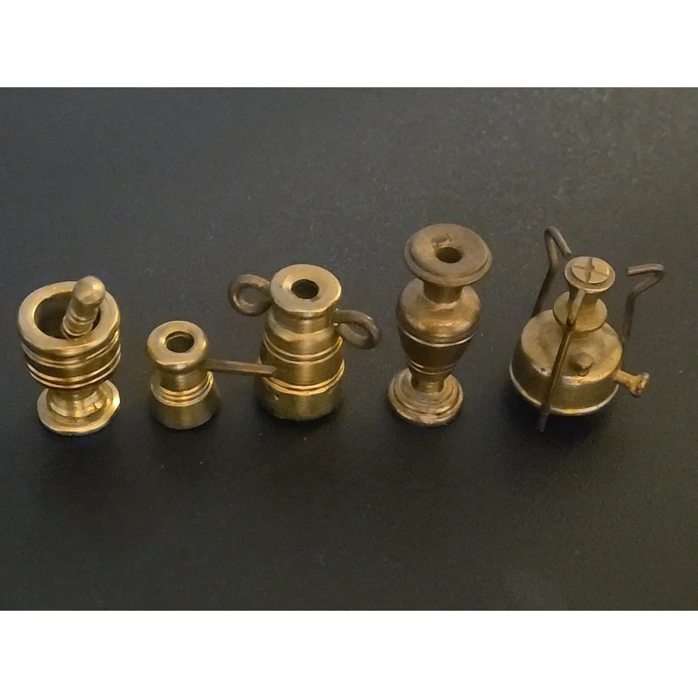 Vintage BRASS LOT 12 PIECES Dollhouse Miniature Vases Cup Urn Candlestick Hookah